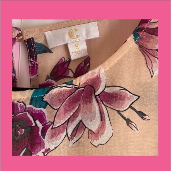 C Women’s Floral Print Sheer Blouse Size: S - Picture 4 of 5